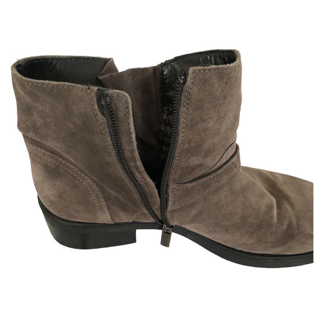 Aguatalia Moto Chunky Bootie Buckle Suede Grey/Taupe Lug Sole Zip-Up NWOT 8.5 - Picture 5 of 12